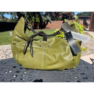 NWT Kenneth Cole Leather Sage Colored Medium HoboTaylor Braid Handbag